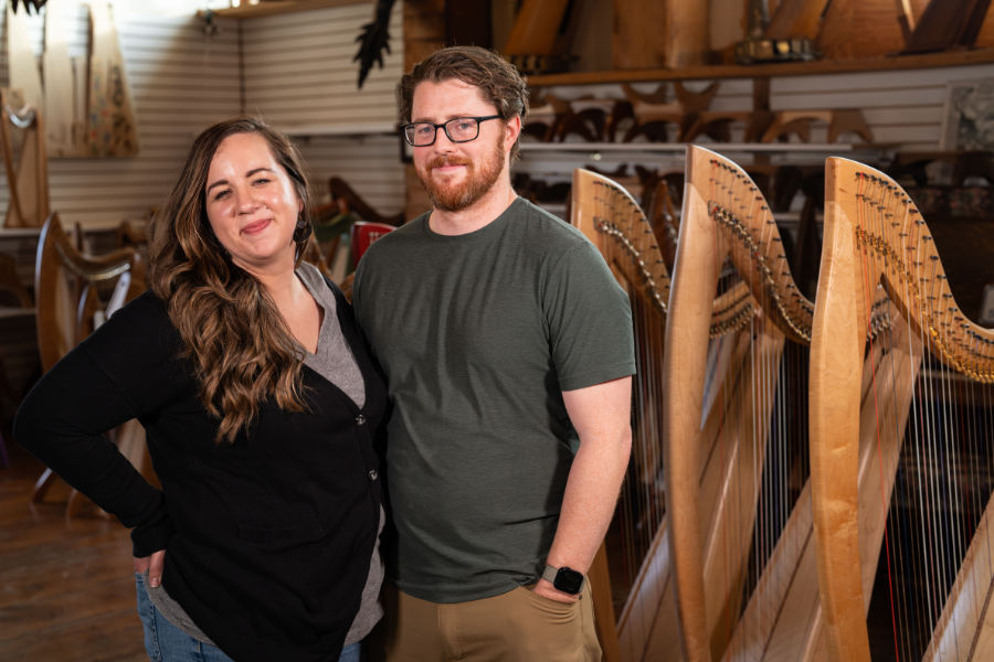 Couple in a music store